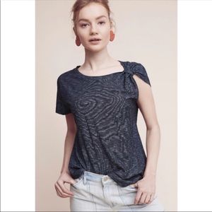 Anthropologie Navy Blue Tie-Shoulder Blouse